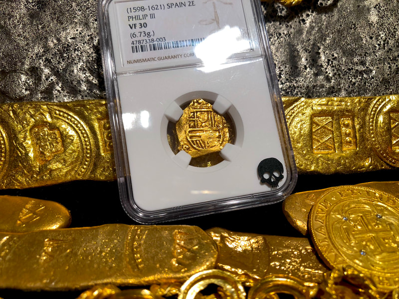 Spain 2 Escudos 1598-21 NGC 30 Pirate Gold Coins Treasure 3