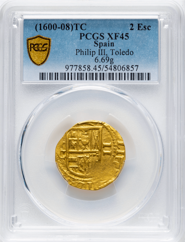 Spain 2 Escudos 1600/599 "Toledo" PCGS 45 13