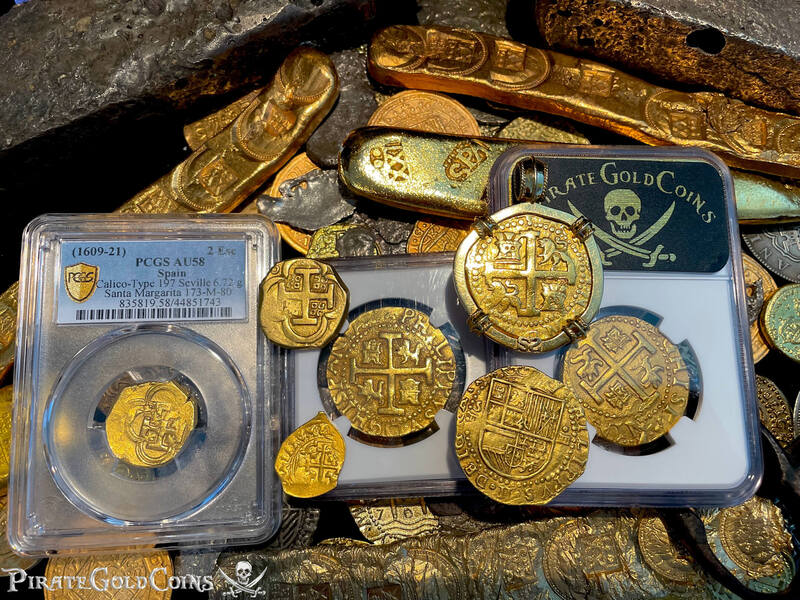 Spain 2 Escudos 1609-21 "Santa Margarita 1622 Shipwreck" PCGS 58 2