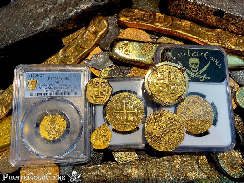 Spain 2 Escudos 1609-21 "Santa Margarita 1622 Shipwreck" PCGS 58 3