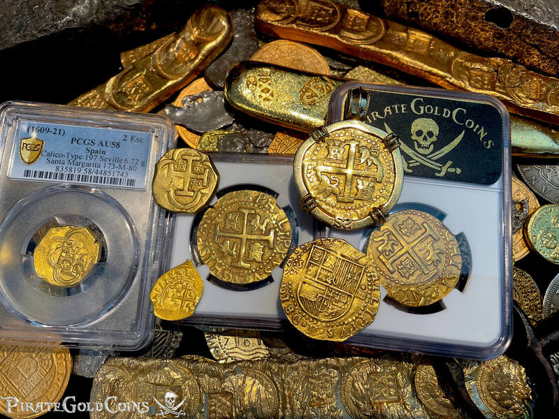 Spain 2 Escudos 1609-21 "Santa Margarita 1622 Shipwreck" PCGS 58 5