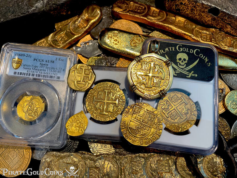 Spain 2 Escudos 1609-21 "Santa Margarita 1622 Shipwreck" PCGS 58 6