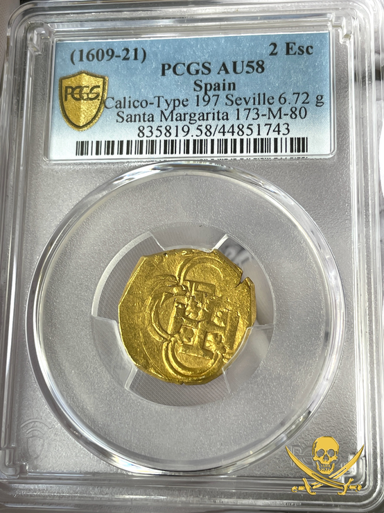 Spain 2 Escudos 1609-21 "Santa Margarita 1622 Shipwreck" PCGS 58