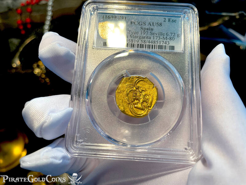Spain 2 Escudos 1609-21 "Santa Margarita 1622 Shipwreck" PCGS 58 19
