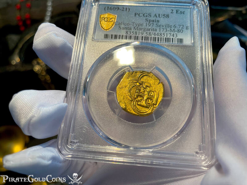 Spain 2 Escudos 1609-21 "Santa Margarita 1622 Shipwreck" PCGS 58 13