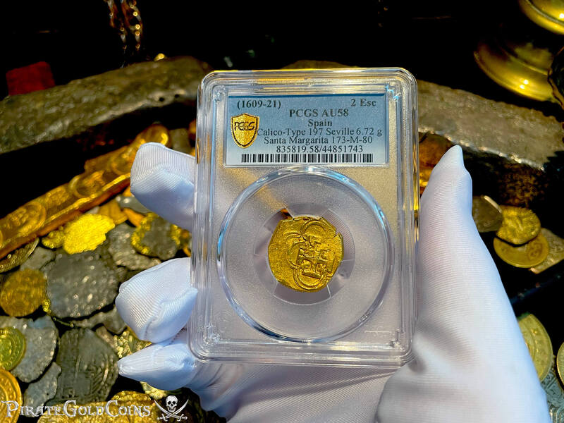 Spain 2 Escudos 1609-21 "Santa Margarita 1622 Shipwreck" PCGS 58 14