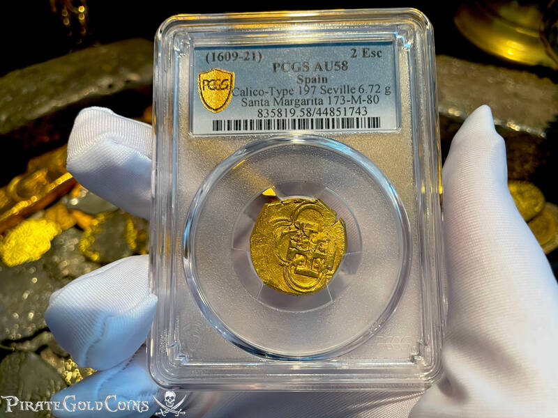 Spain 2 Escudos 1609-21 "Santa Margarita 1622 Shipwreck" PCGS 58 15