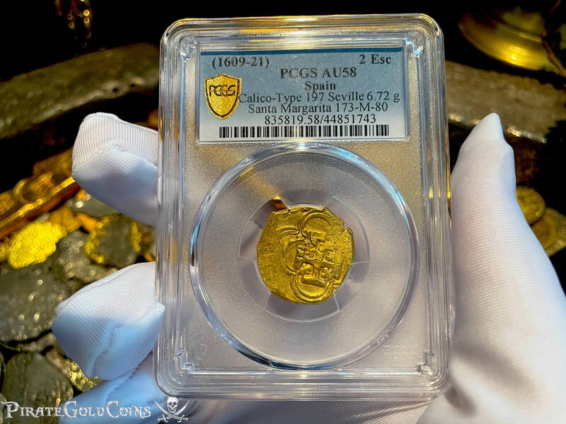 Spain 2 Escudos 1609-21 "Santa Margarita 1622 Shipwreck" PCGS 58 16