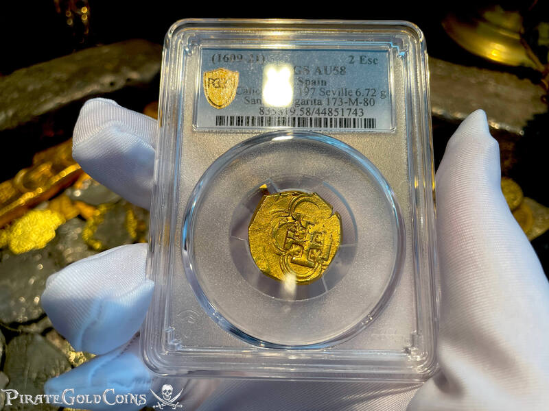 Spain 2 Escudos 1609-21 "Santa Margarita 1622 Shipwreck" PCGS 58 17