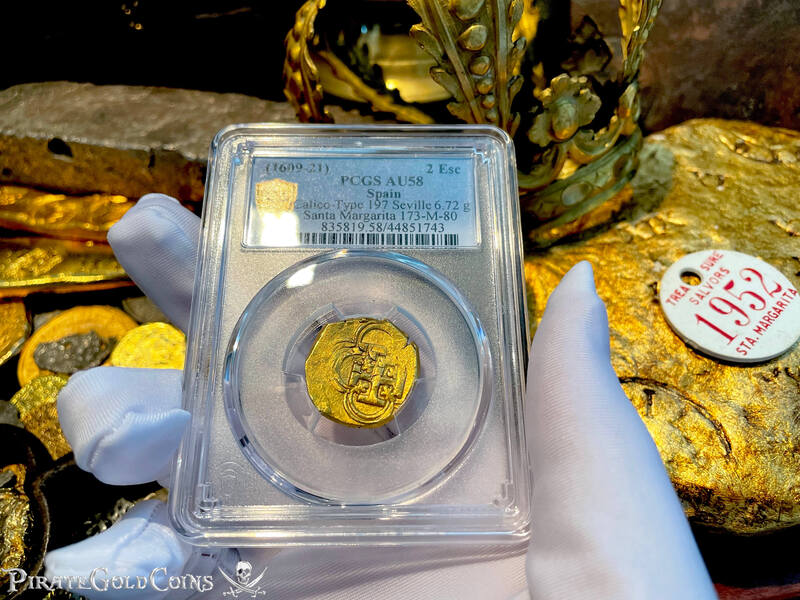 Spain 2 Escudos 1609-21 "Santa Margarita 1622 Shipwreck" PCGS 58 20