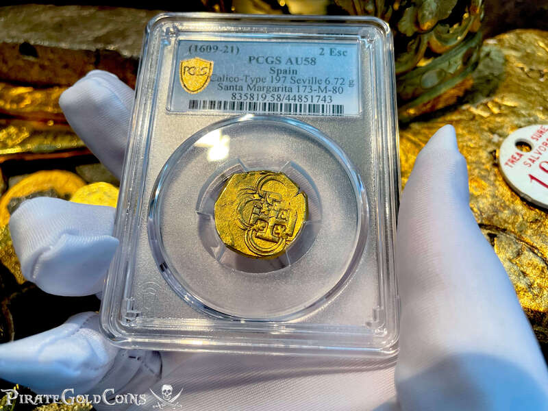 Spain 2 Escudos 1609-21 "Santa Margarita 1622 Shipwreck" PCGS 58 21