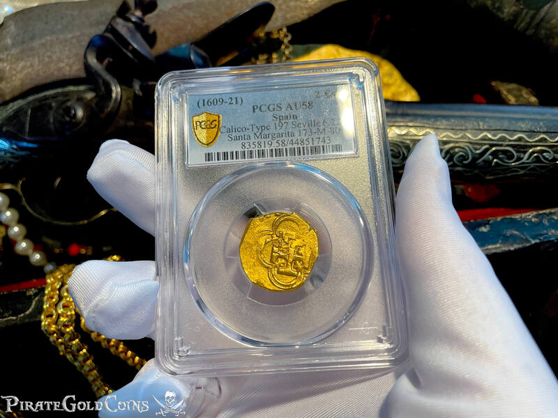 Spain 2 Escudos 1609-21 "Santa Margarita 1622 Shipwreck" PCGS 58 22
