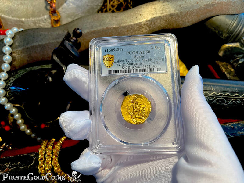 Spain 2 Escudos 1609-21 "Santa Margarita 1622 Shipwreck" PCGS 58 23