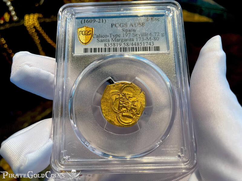 Spain 2 Escudos 1609-21 "Santa Margarita 1622 Shipwreck" PCGS 58 30