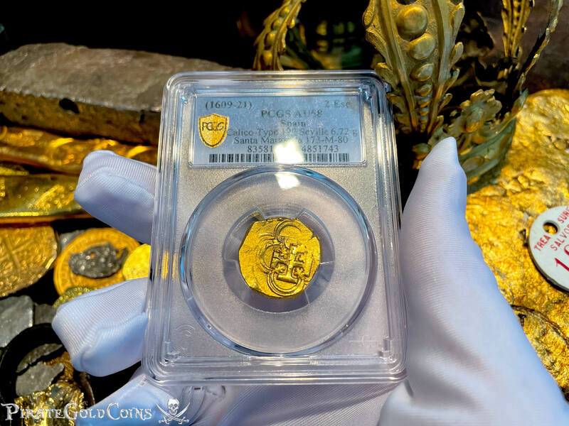 Spain 2 Escudos 1609-21 "Santa Margarita 1622 Shipwreck" PCGS 58 32