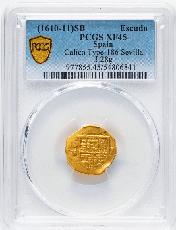 Spain 1 Escudo 1610-11 "Full Cross" PCGS 45 3