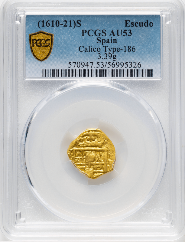 Spain 1 Escudo 161o-21 "Full Crown" PCGS 53 2