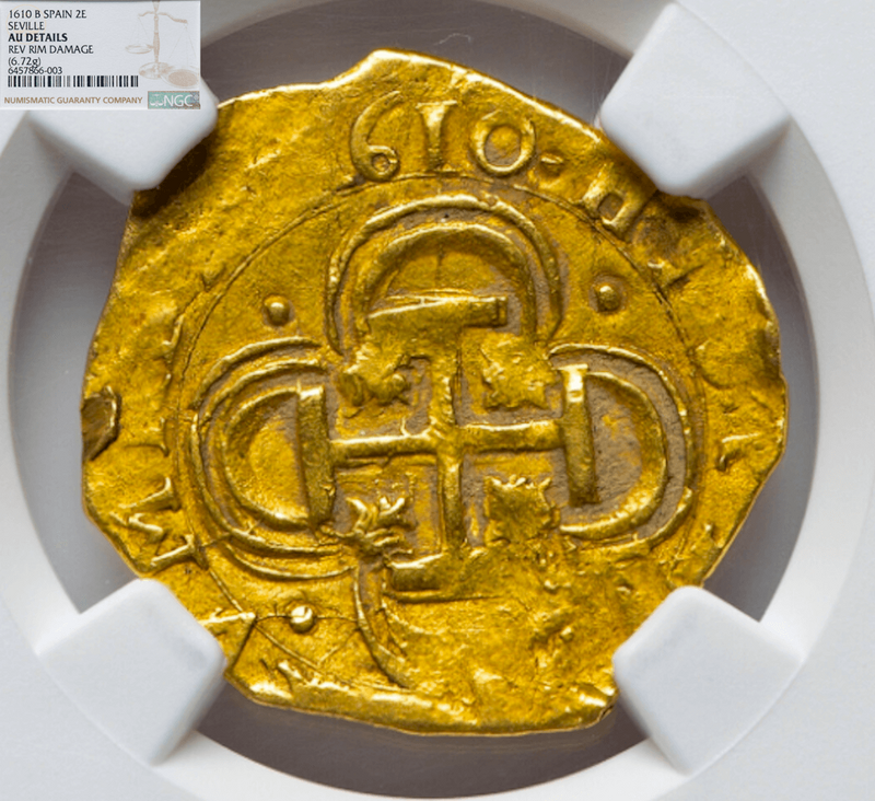 Spain 2 Escudos 1610 "Full Date" NGC AU 2