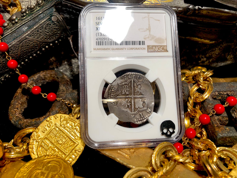 Spain 4 Reales 1611 "Dated" NGC 40​ Pirate Gold Coins 11