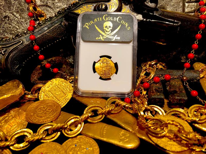 Spain 2 Escudos 1619 "Full Date" NGC 45 Pirate Gold Coins Treasure 6