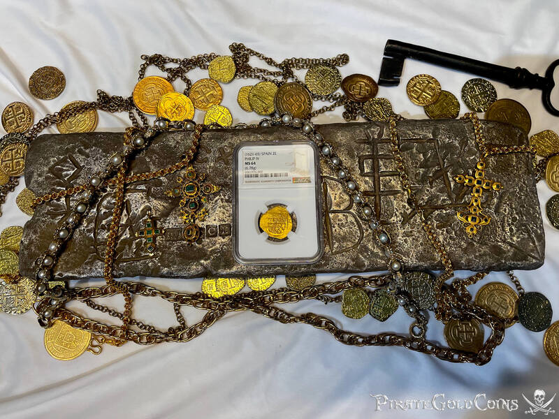 Spain 2 Escudos 1621-65 "Santa Margarita 1622 Shipwreck" NGC 64 9