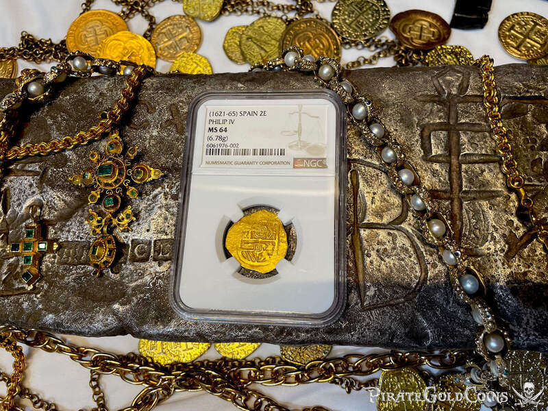 Spain 2 Escudos 1621-65 "Santa Margarita 1622 Shipwreck" NGC 64 12