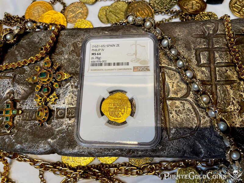 Spain 2 Escudos 1621-65 "Santa Margarita 1622 Shipwreck" NGC 64 15