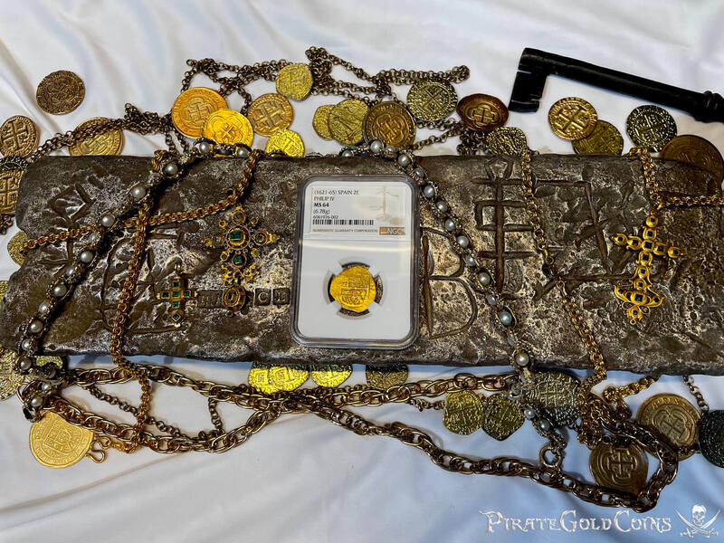 Spain 2 Escudos 1621-65 "Santa Margarita 1622 Shipwreck" NGC 64 18