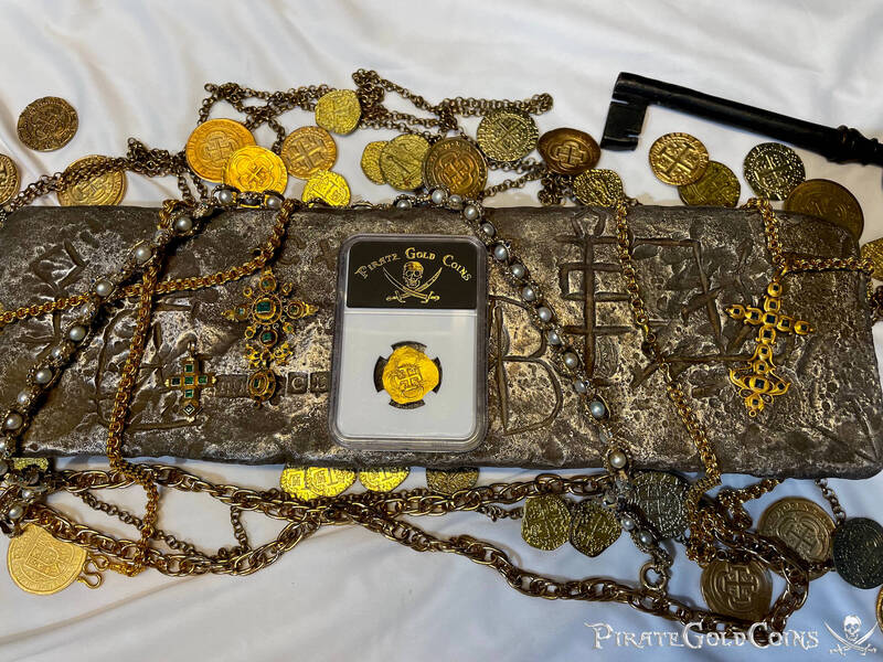 Spain 2 Escudos 1621-65 "Santa Margarita 1622 Shipwreck" NGC 64 21