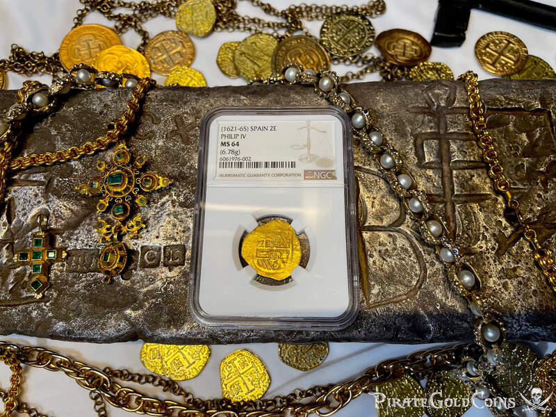 Spain 2 Escudos 1621-65 "Santa Margarita 1622 Shipwreck" NGC 64 25