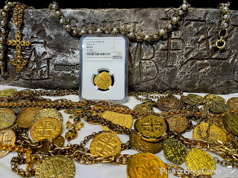 Spain 2 Escudos 1621-65 "Santa Margarita 1622 Shipwreck" NGC 64 27