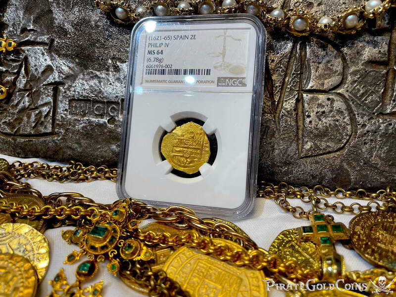 Spain 2 Escudos 1621-65 "Santa Margarita 1622 Shipwreck" NGC 64 2