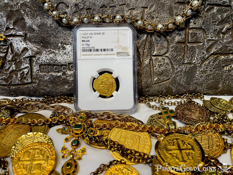 Spain 2 Escudos 1621-65 "Santa Margarita 1622 Shipwreck" NGC 64 28