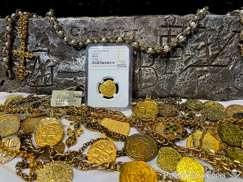 Spain 2 Escudos 1621-65 "Santa Margarita 1622 Shipwreck" NGC 64 31