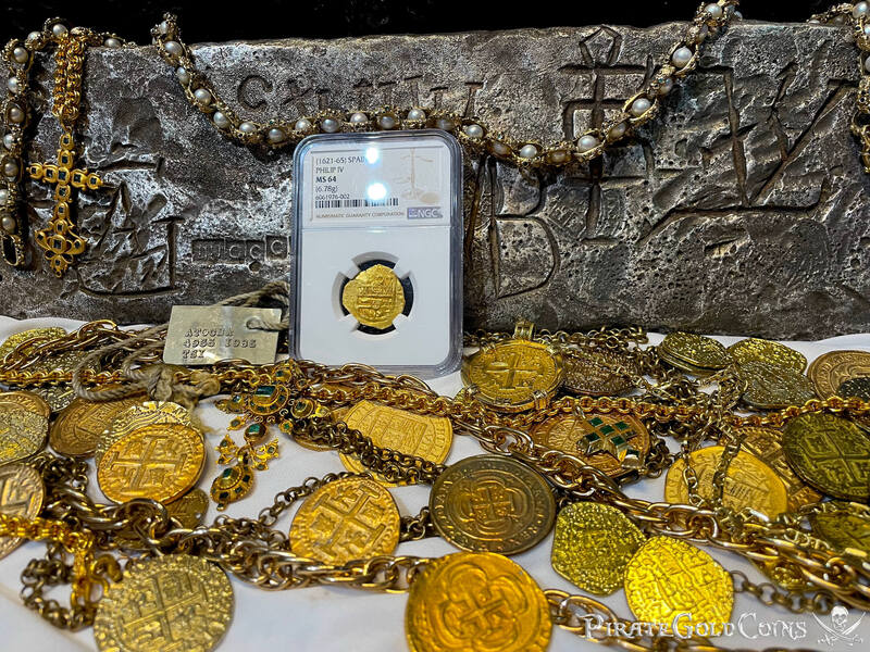 Spain 2 Escudos 1621-65 "Santa Margarita 1622 Shipwreck" NGC 64 14