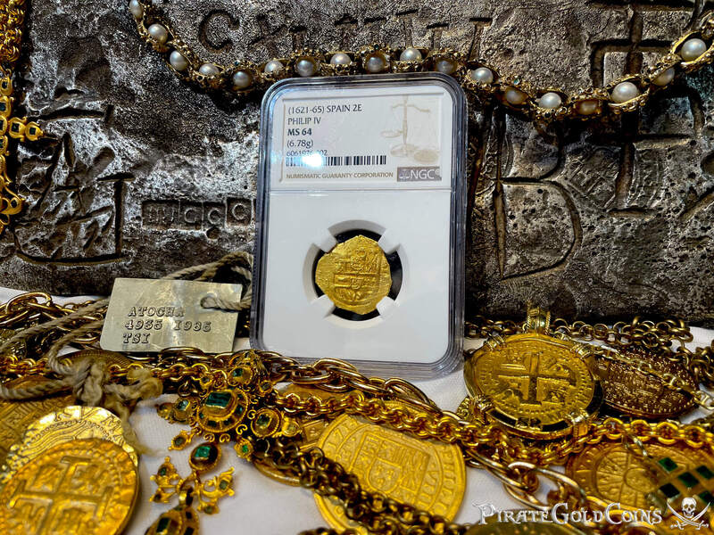 Spain 2 Escudos 1621-65 "Santa Margarita 1622 Shipwreck" NGC 64 32