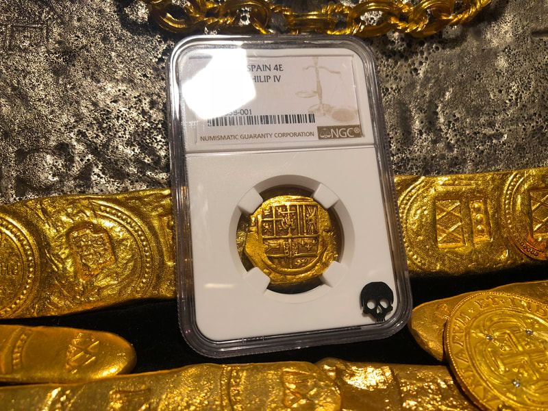 Spain 4 Escudos 1621-65 "Brute Style" NGC 35 Pirate Gold Coins Treasure 3