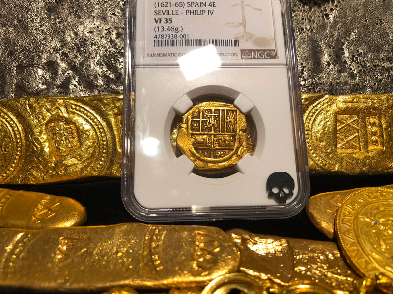 Spain 4 Escudos 1621-65 "Brute Style" NGC 35 Pirate Gold Coins Treasure 4