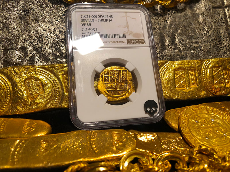 Spain 4 Escudos 1621-65 "Brute Style" NGC 35 Pirate Gold Coins Treasure 6