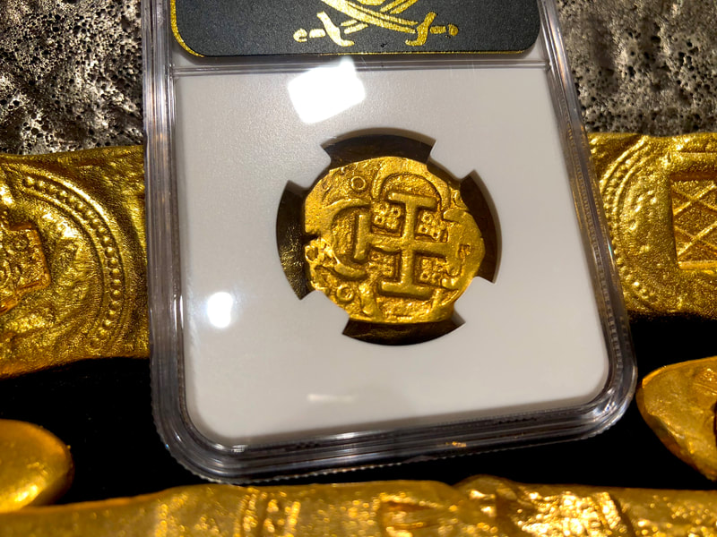 Spain 4 Escudos 1621-65 "Brute Style" NGC 35 Pirate Gold Coins Treasure 10