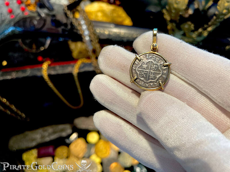 Spain 1 Real 1622 Full Date "Year of the Atocha 1622 Shipwreck" 14kt Bezel 2