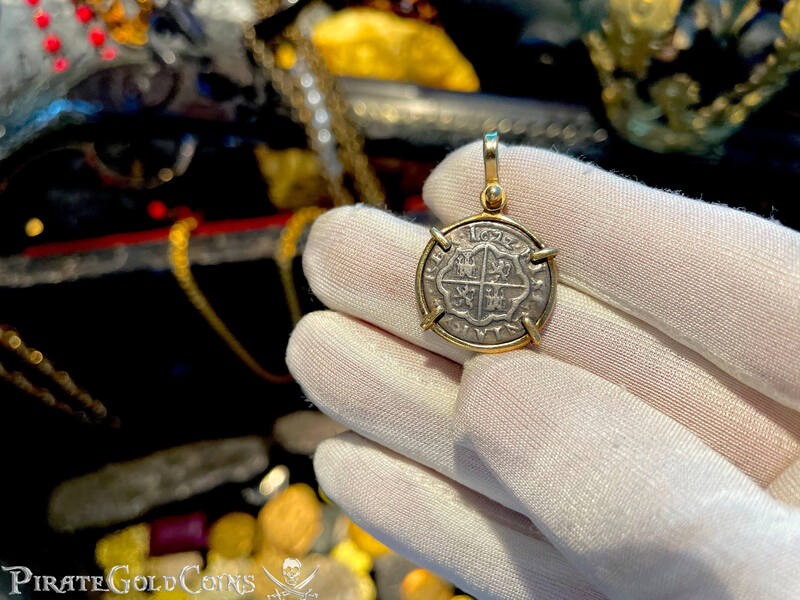 Spain 1 Real 1622 Full Date "Year of the Atocha 1622 Shipwreck" 14kt Bezel 3