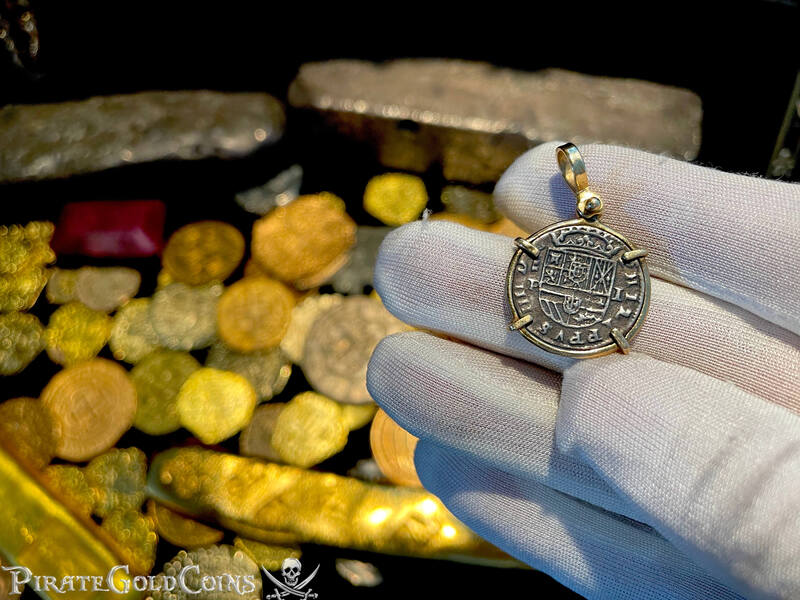 Spain 1 Real 1622 Full Date "Year of the Atocha 1622 Shipwreck" 14kt Bezel 7