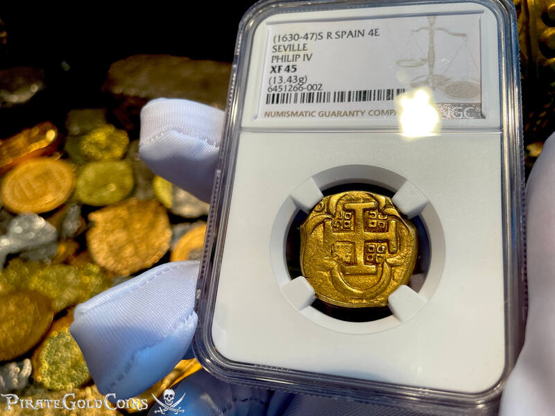 Spain 4 Escudos 1630-47 "Brute Style" NGC 45 10