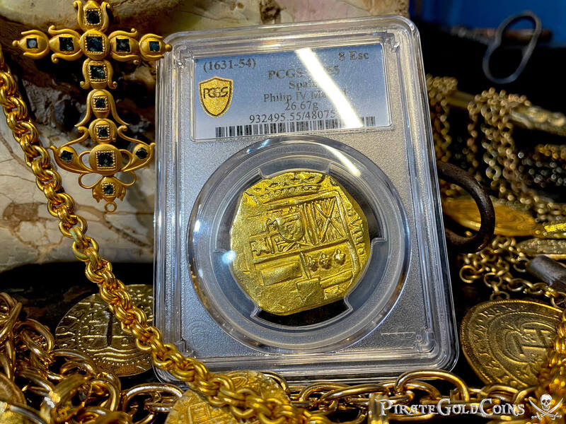 Spain 8 Escudos 1631-54 "Brute Style" NGC 55 11