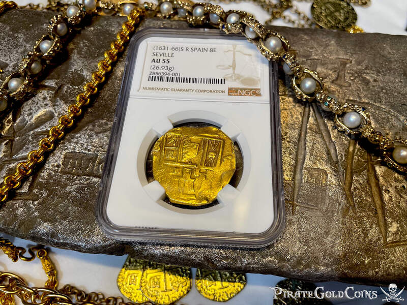 Spain 8 Escudos 1631-66 "Brute Style" NGC 55 10