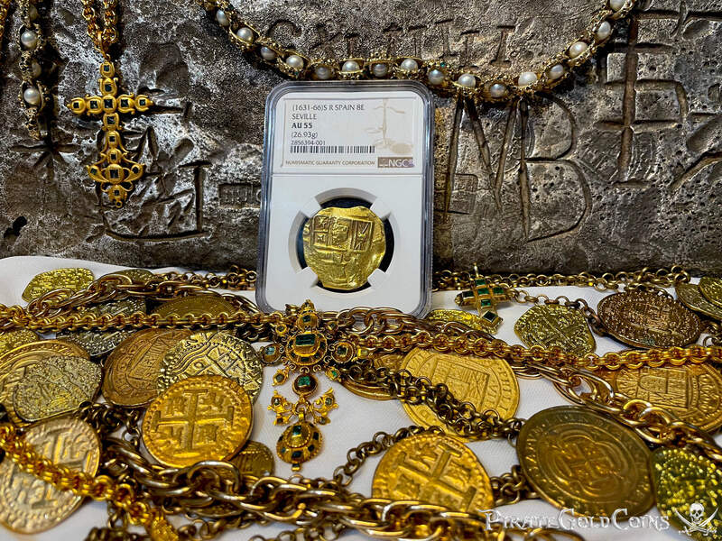 Spain 8 Escudos 1631-66 "Brute Style" NGC 55 22