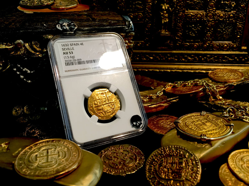 Spain  4 Escudos  "Dated 1632!"  NGC 53 2