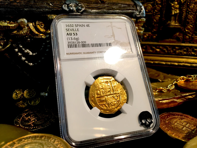 Spain  4 Escudos  "Dated 1632!"  NGC 53 4