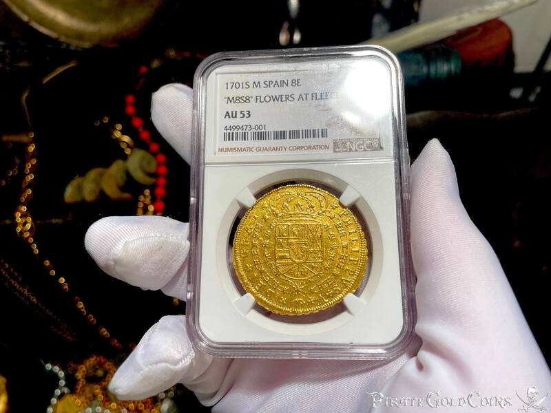 Spain 8 Escudos 1701 "Seville Mint" NGC 53 3
